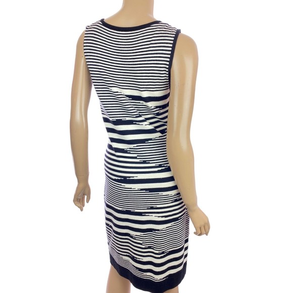 Carmen Marc Valvo Knit Sheath Dress Size M Black & White Sleeveless - Picture 3 of 5